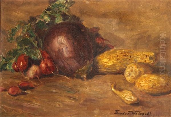 Still Life With Eggplant And Squash Oil Painting by Theodor Wedepohl