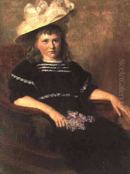 Portraet Af Lille Pige I Stol Oil Painting by Theodor Wedepohl