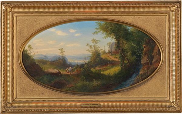 Open Landscape With View Of A River Oil Painting by Eduard Von Weeber