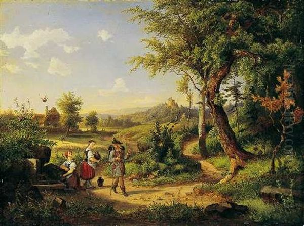 Der Wanderer Oil Painting by Eduard Von Weeber