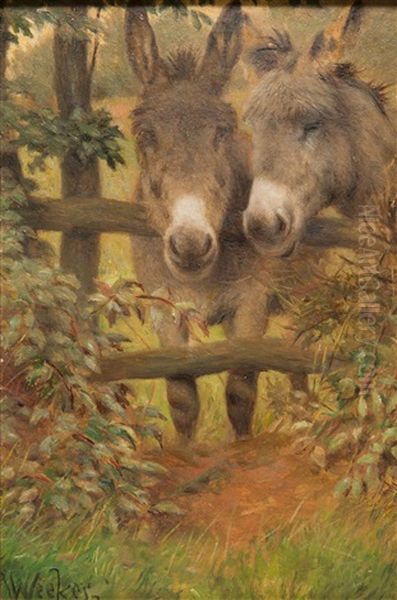 Two Donkeys Oil Painting by William Weekes