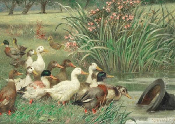 A Gaggle Of Curiosity Oil Painting by William Weekes