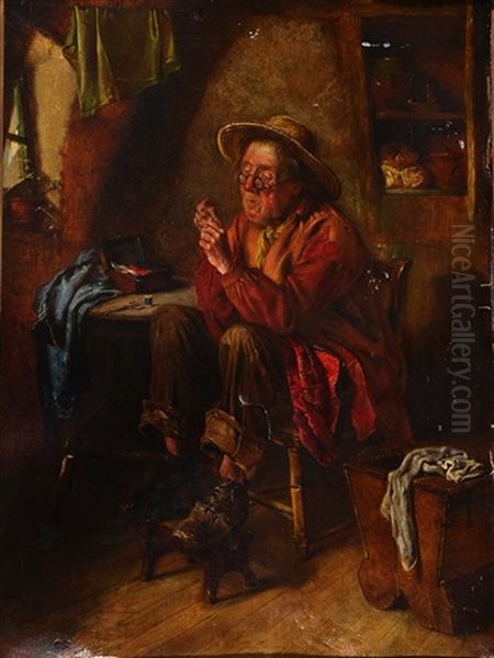 The Bonnet And Threading The Needle (a Pair) Oil Painting by William Weekes