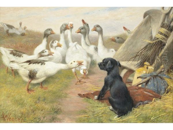 The Squabble Oil Painting by William Weekes