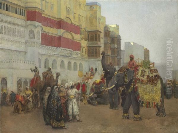 A Fete Day At Bekanir - Beloochistan, Bekanir Oil Painting by Edwin Lord Weeks