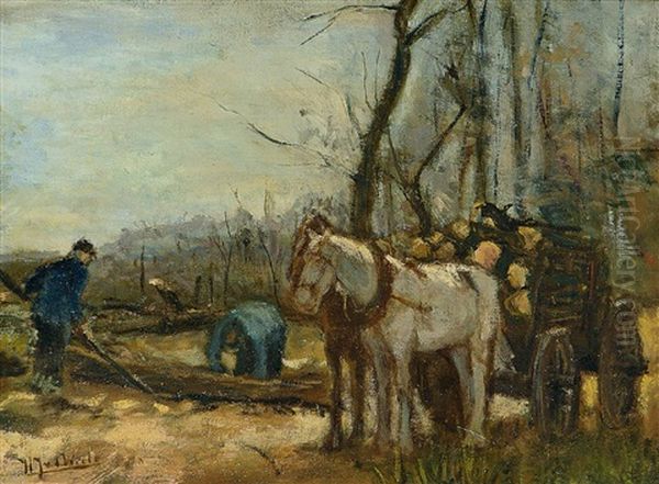 Bei Der Waldarbeit Oil Painting by Herman Johannes van der Weele