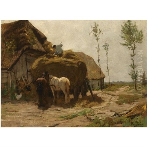 The Provisioning Of The Hayloft Oil Painting by Herman Johannes van der Weele