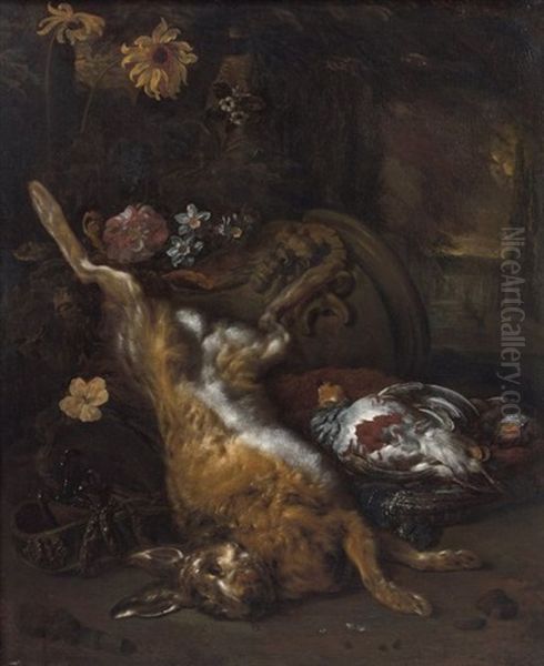 Composition Au Lievre Et Aux Perdrix Oil Painting by Jan Weenix