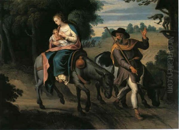 Die Flucht Nach Agypten Oil Painting by Adriaan de Weerdt