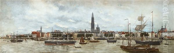 Vue De La Ville Et De La Rade D'anvers Oil Painting by Jacques de Weerdt