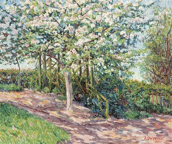 The Flowering Apple Tree Oil Painting by Anna de Weert