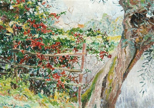 Hawthorn - Aubepines (1919) Oil Painting by Anna de Weert