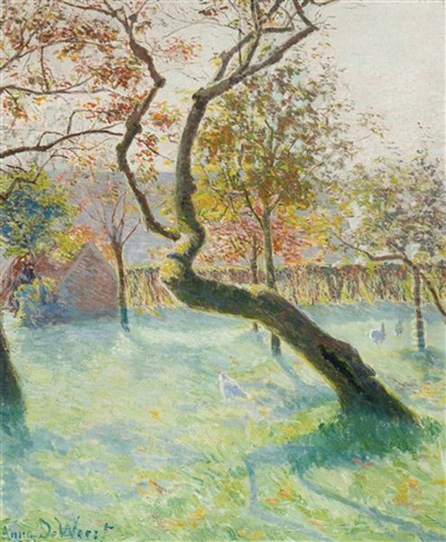 The Orchard In The Morning (1899-1901) Oil Painting by Anna de Weert