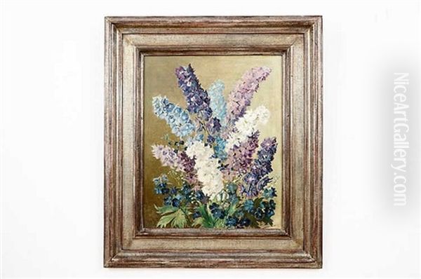 A Bouquet Of Delphiniums by Anna de Weert