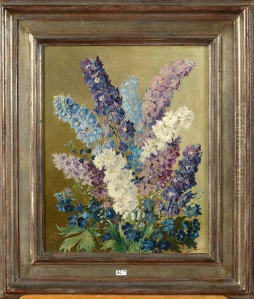 Delphinium Oil Painting by Anna de Weert