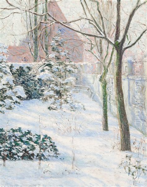 Mon Jardin Sous La Neige Oil Painting by Anna de Weert