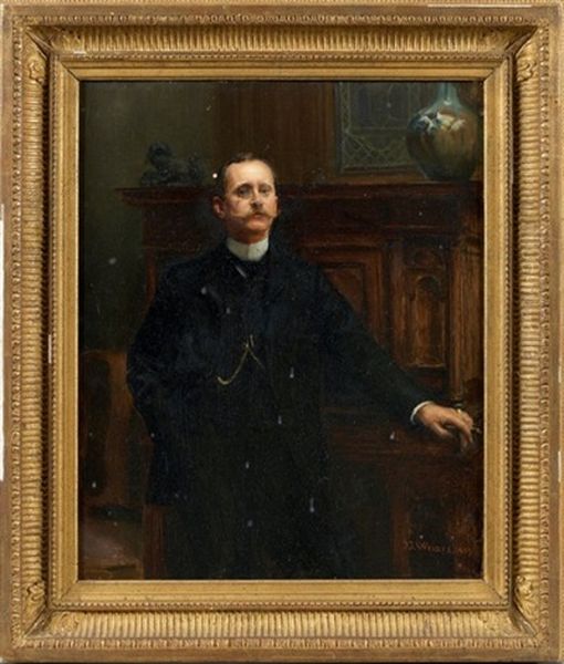 Portrait De Achille Fould, Petit Fils Du Ministre D'etat Oil Painting by Jean Joseph Weerts