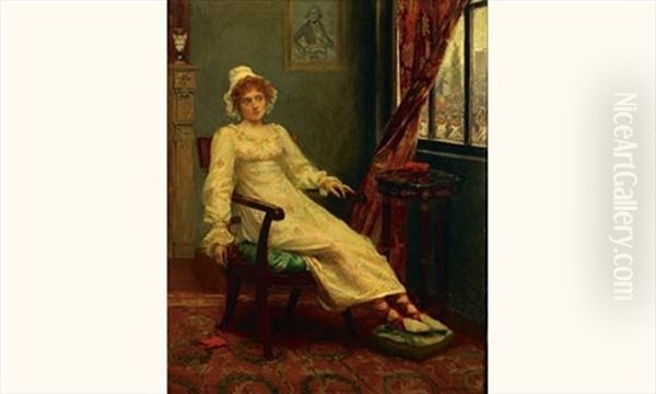 Jeune Femme Assise Devant La Fenetre Oil Painting by Jean Joseph Weerts