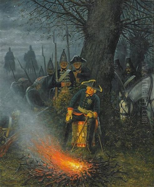 Friedrich Der Grose Vor Der Schlacht Bei Liegnitz 15. Aug. 1760 Oil Painting by Max Weese