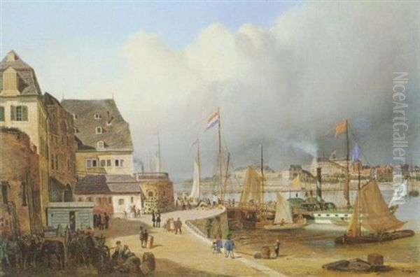 Im Kolner Rheinhafen. Blick Auf Leystapel Und Das Rheingassentor by Adolf Wegelin