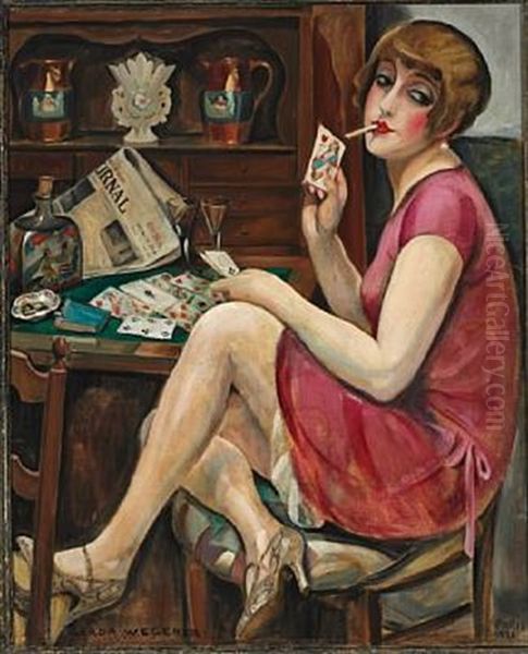 Solitaire Oil Painting by Gerda Wegener