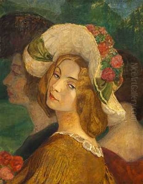 Portraet Af Fru Anna Larsson Oil Painting by Gerda Wegener