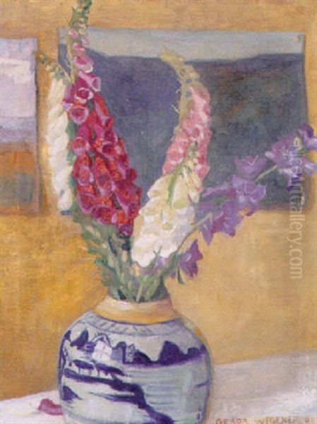 Kinesisk Bojan Med Digitalis Oil Painting by Gerda Wegener