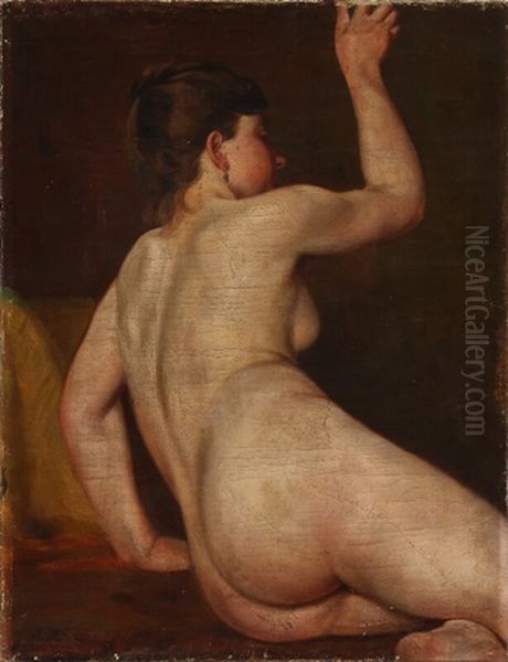 Female Nude With An Earring Oil Painting by Bertha Wegmann