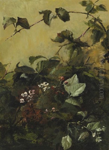 Blackberry Branches Oil Painting by Bertha Wegmann