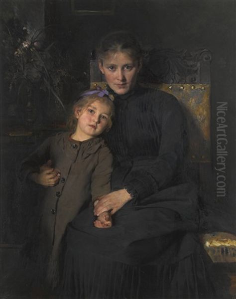 Tender Moments Oil Painting by Bertha Wegmann