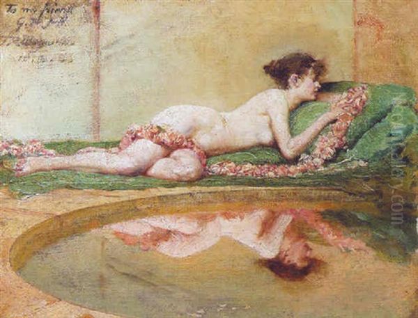 Reclining Nude Oil Painting by John Reinhard Weguelin