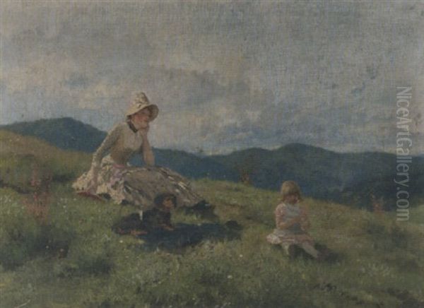 A Summer's Day Oil Painting by Johannes Raphael Wehle