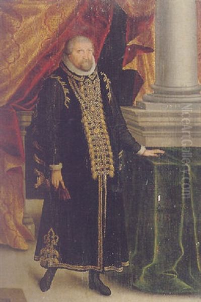 Portrait Of A Nobleman In A Palatial Interior Oil Painting by Zacharias Wehm