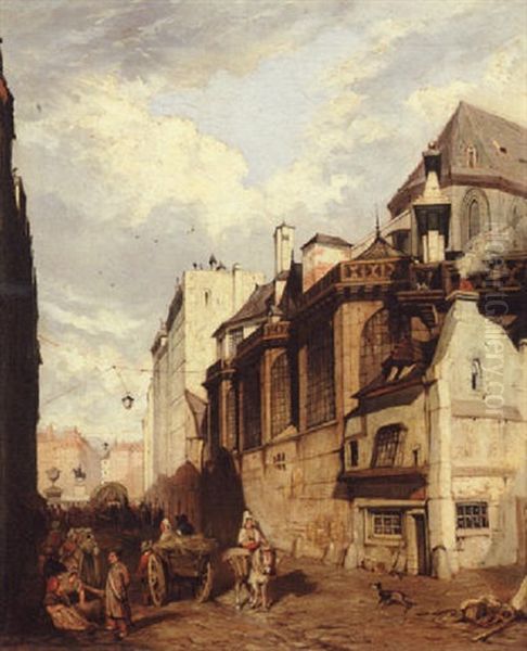 A Street Scene In Paris Oil Painting by Edward Henry Wehnert