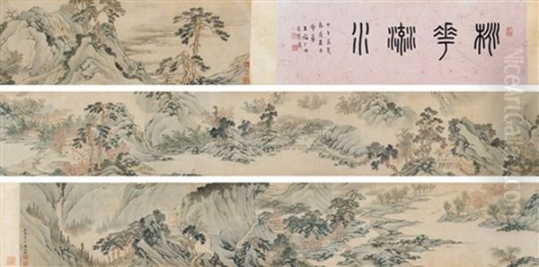 Landscape And Calligraphy Oil Painting by  Wei Zhihuang