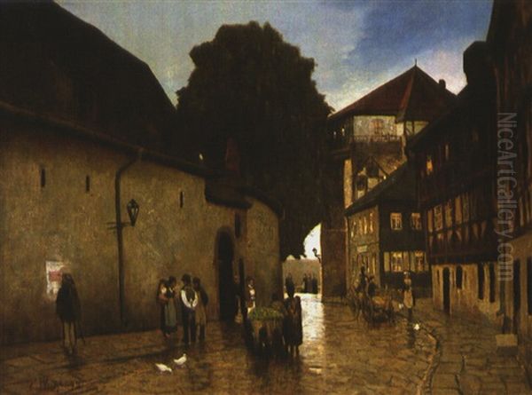 Strasse In Der Altstadt Oil Painting by Edouard Weichberger