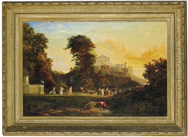 Frolicking Among The Ruins Oil Painting by Augustus (Karl) Weidenbach