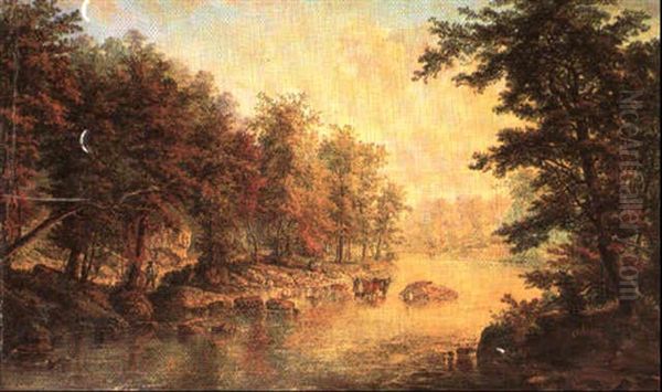 Southern Landscape With Figures Oil Painting by Augustus (Karl) Weidenbach