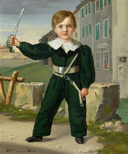 Portrait Of A Boy In Uniform Oil Painting by Johann Caspar Weidenmann