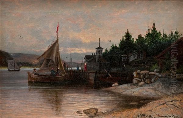 In The Harbour Oil Painting by Wilhelm Julius Weidif