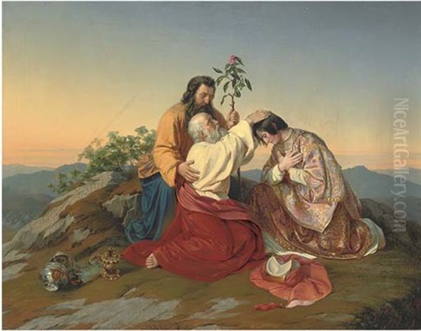 A Blessing On The Mount Oil Painting by Adolf Joseph Weidlich