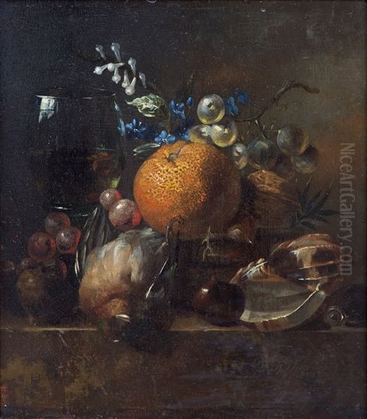 Hunting Still Life With Flowers, Fruit And Game Bird Oil Painting by Willem Frederik Weidner