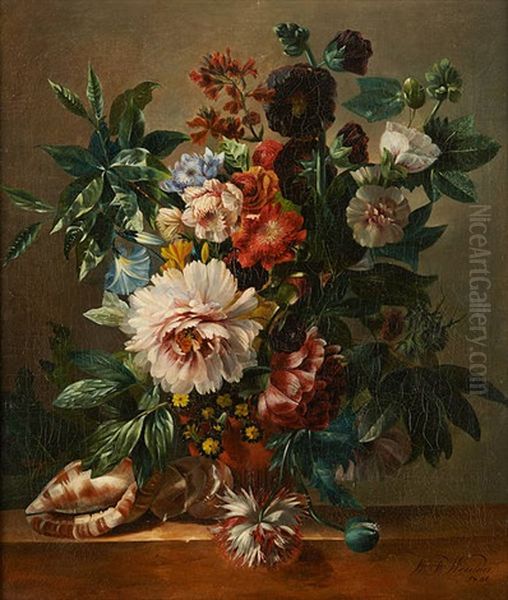 Composition Florale Sur Un Entablement Oil Painting by Willem Frederik Weidner