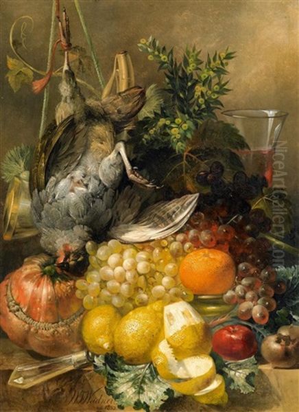 Jagdstillleben Mit Fruchten Und Erlegtem Vogel Oil Painting by Willem Frederik Weidner