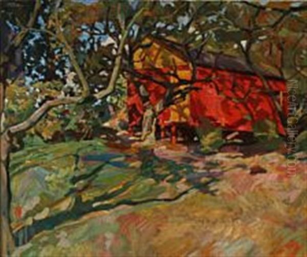 Gammel Villahave, Frederiksvaerk (old Garden, Frederiksvaerk) Oil Painting by Edvard Weie