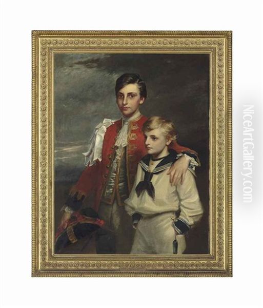 Portrait Of The Hon. George Fitzroy Somerset, Later 3rd Baron Raglan (1857-1921) Dressed As A Queen's Page... Oil Painting by Henry Weigall Jr.