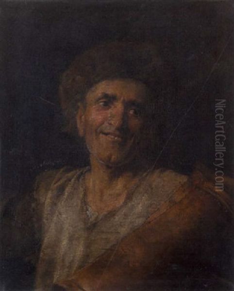 Lachender Mann Mit Pelzmutze Oil Painting by Konrad Weigand