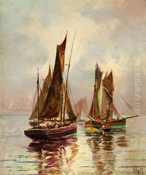 Seascape Oil Painting by Otto Weil