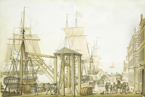 Falmouth Harbour Oil Painting by Henry, Brocas Snr.