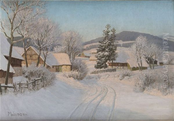 Village In Karkonosze Oil Painting by Paul Weimann